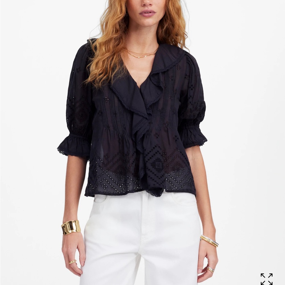 Madewell Ruffled Puff-sleeve top